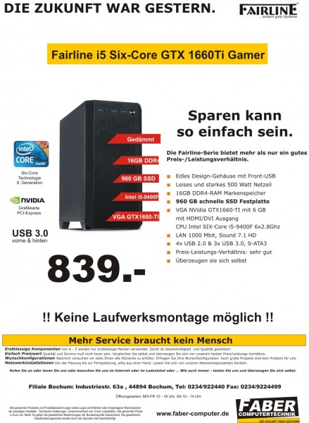FK Fairline V20 i5 Six-Core GTX1660Ti